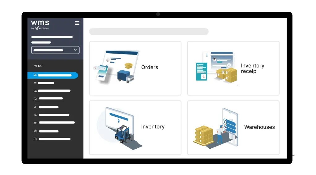 Image of the WMS platform where you can start managing the inventory of different warehouses